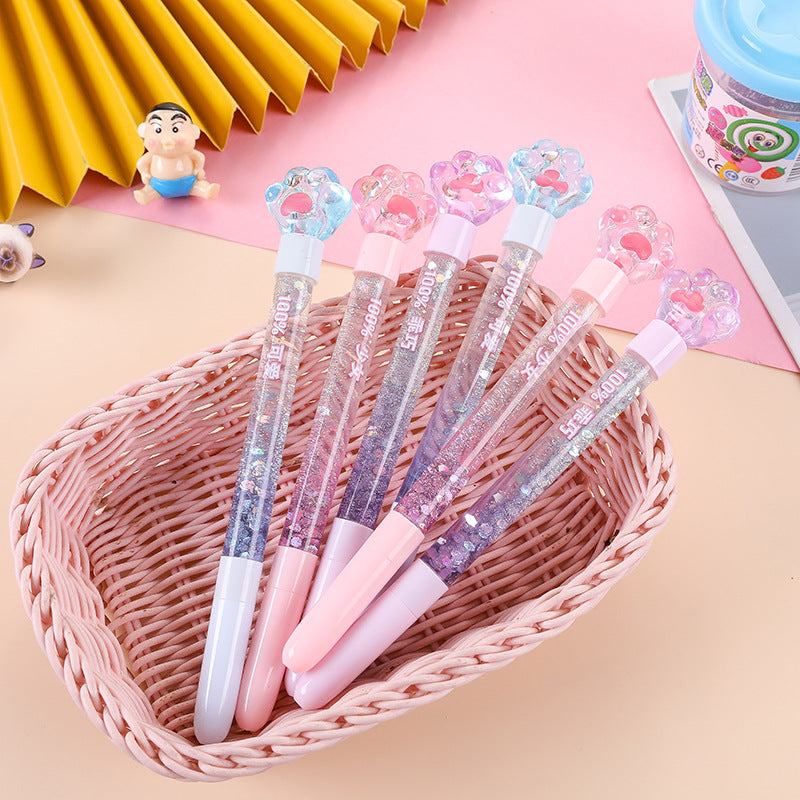 Wholesale Plastic Cat Claw Oil Flowing Sand Rollerball Pen